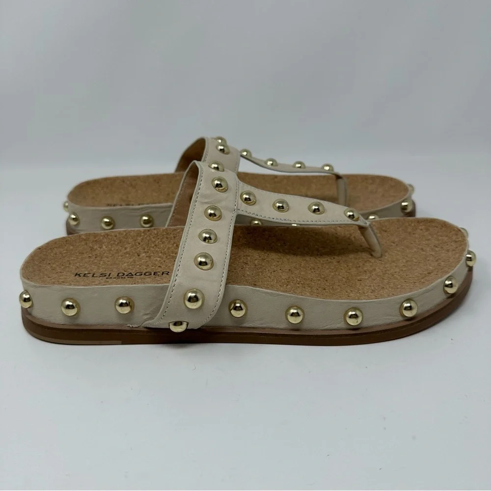Anthropologie Kelsi Dagger Brooklyn Leather Surface Sandal Ivory Size 9.5